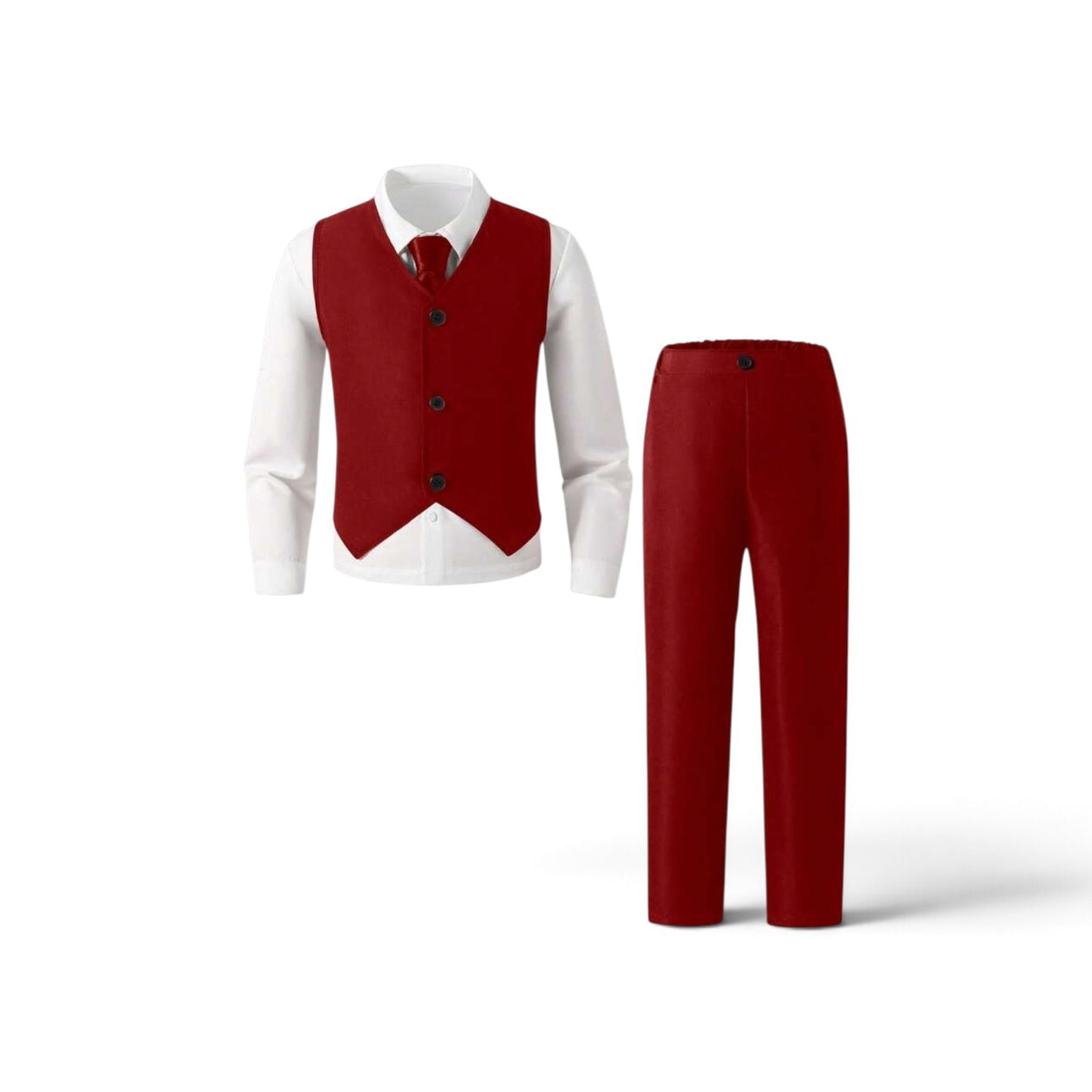 Red 2pc boys formal vest set