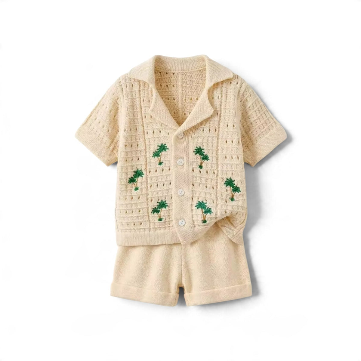 Beige with tree knitt baby body set 2k6