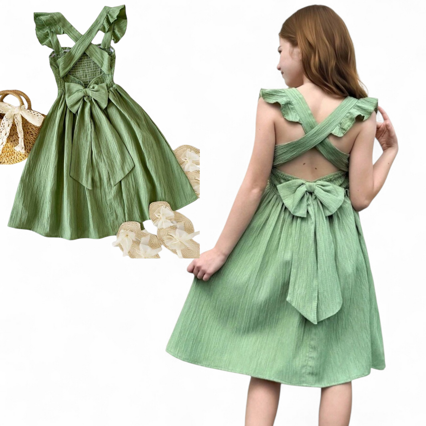 Pre teen hirks green spring dress