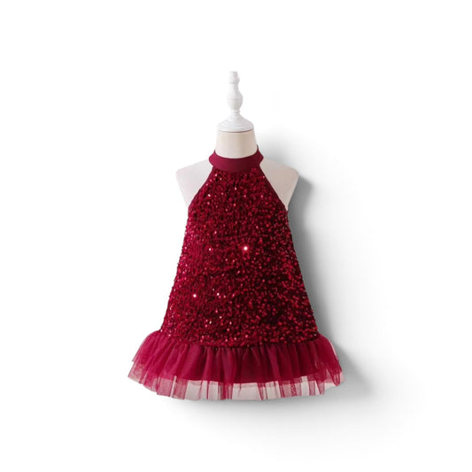 Burgundy glittery girl dress
