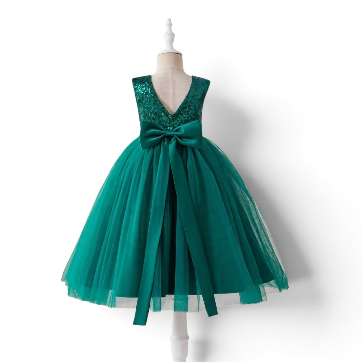 Green sequin long eleganr girls dress