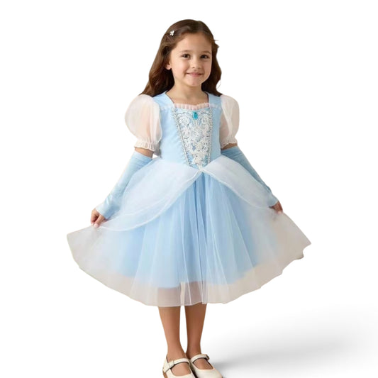 Cinderella girls bule dress with hand sleeves