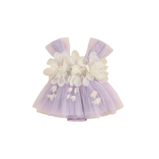 Purple floral baby girls romper 2k6