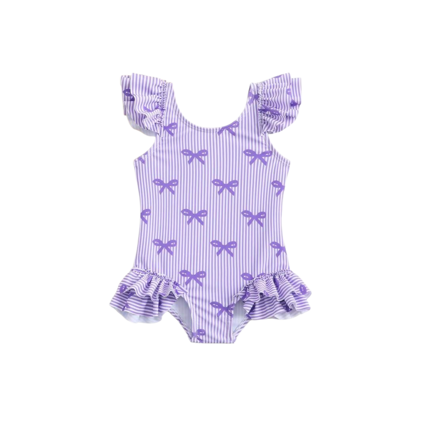 Purple bow girls swimsuit