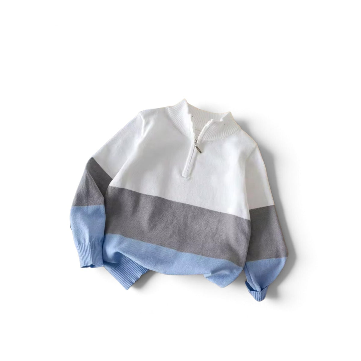 Blue white & Grey baby boy  quater zip sweater