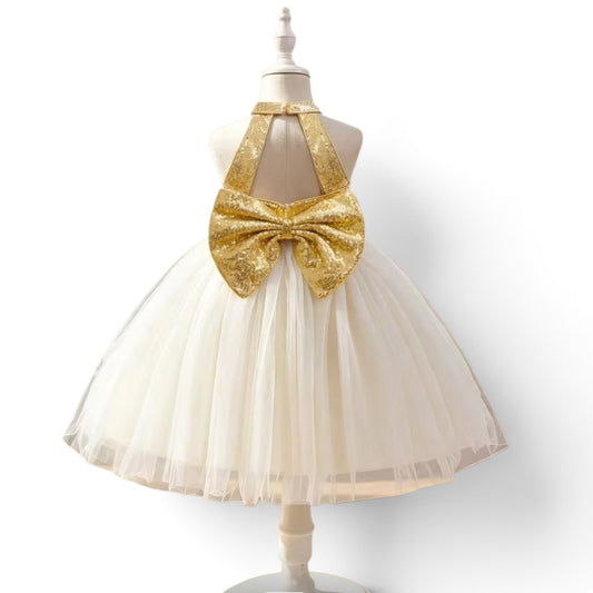 Gold & white sparkly girl dress