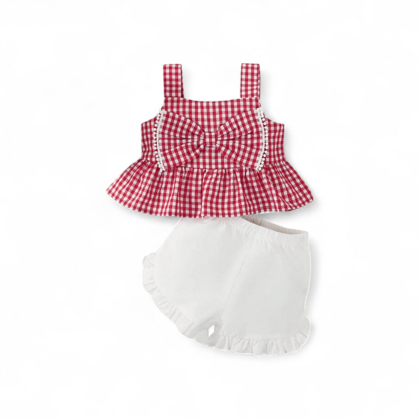 Red & white plaid baby 2pc set
