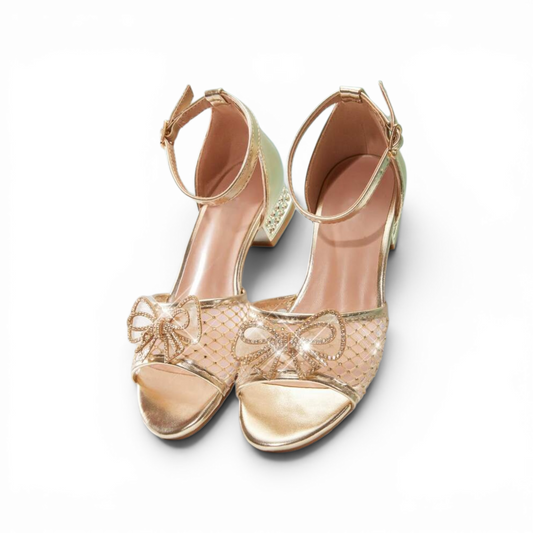 Gold sparkly girls formal shoes 2k6