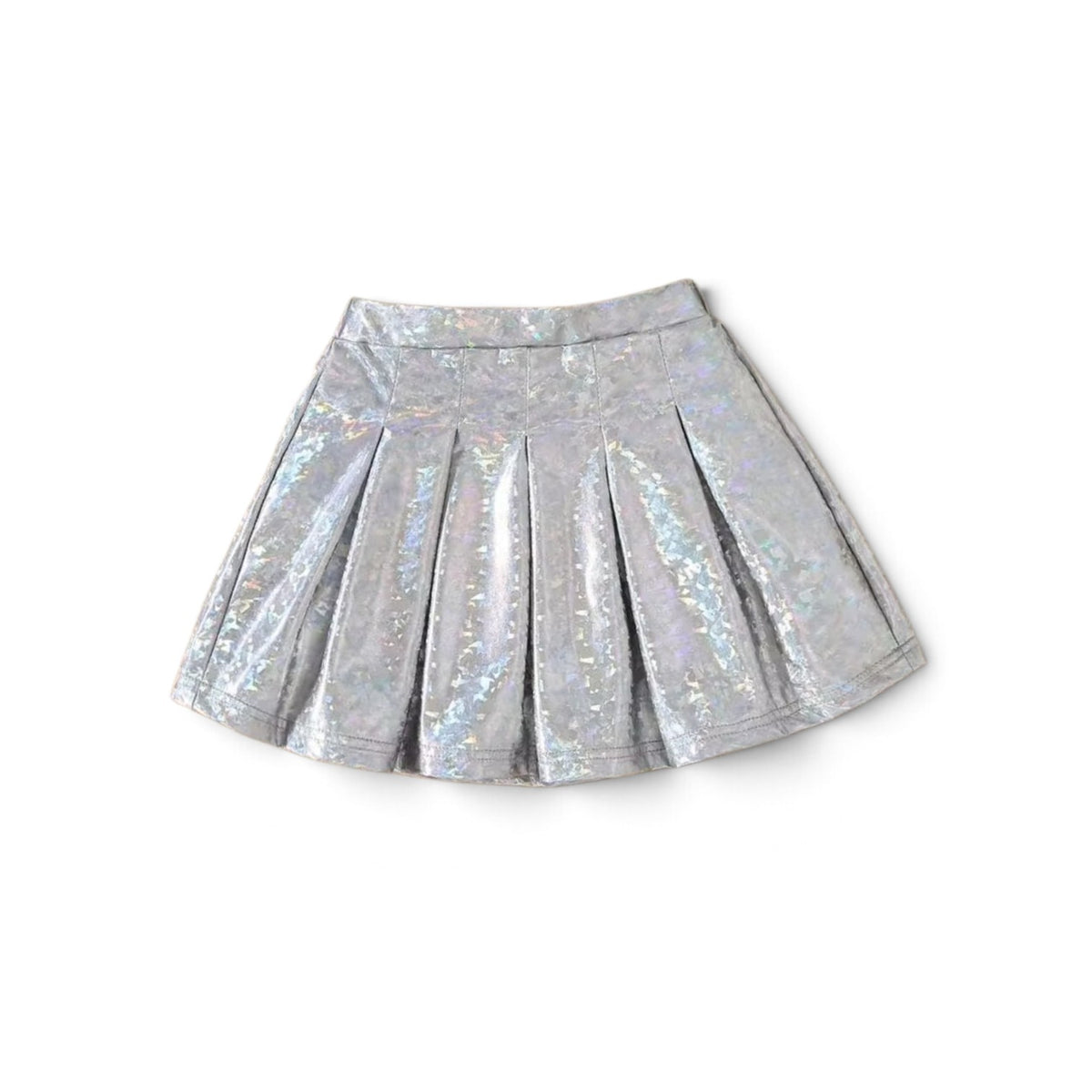 Girls silver metalic pleated skirt