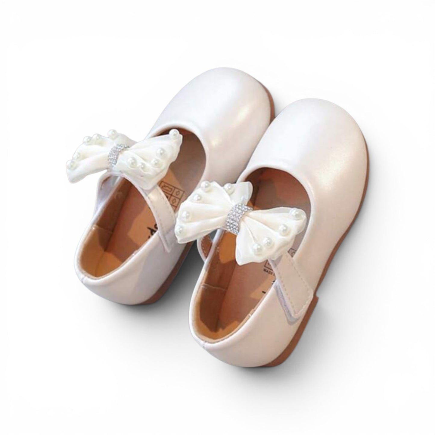 Girls white pearl bow shoes 2k6