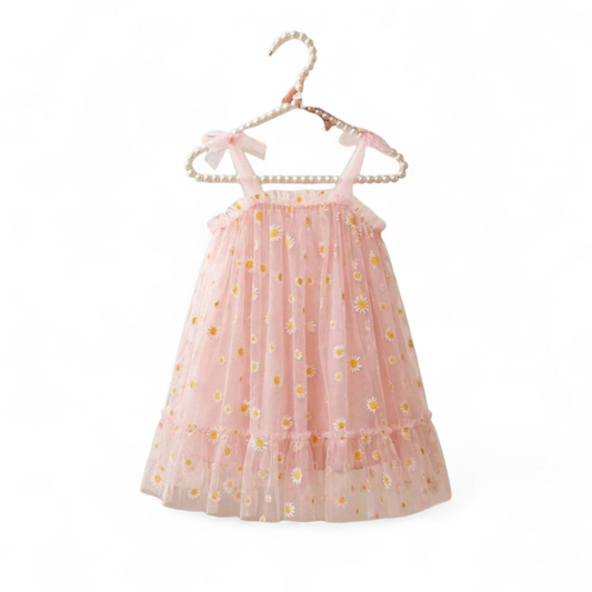 Peach sunflower baby dress