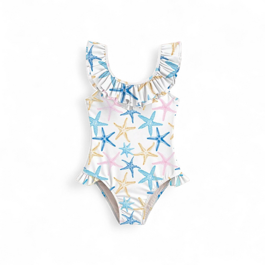 Multicolor stars girls swim suit