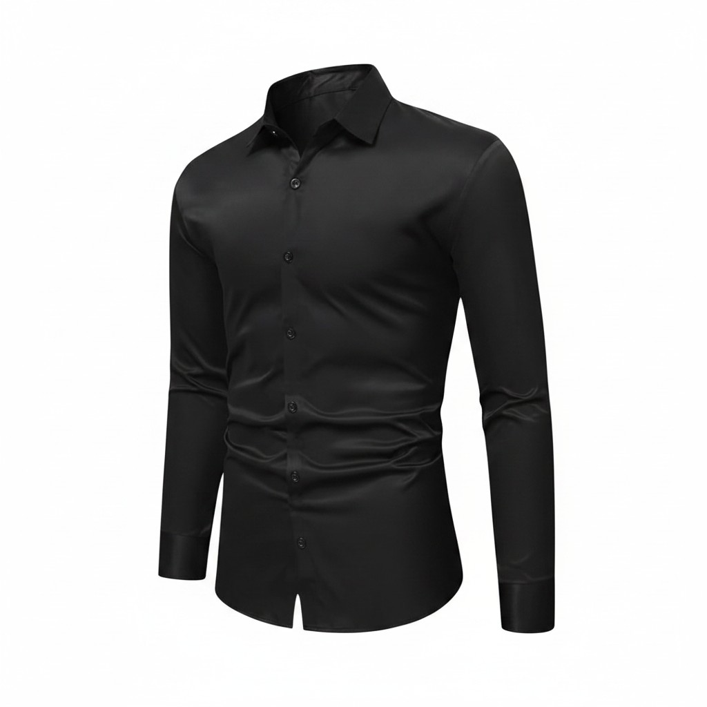 Teen boys black dress shirt long-sleeved