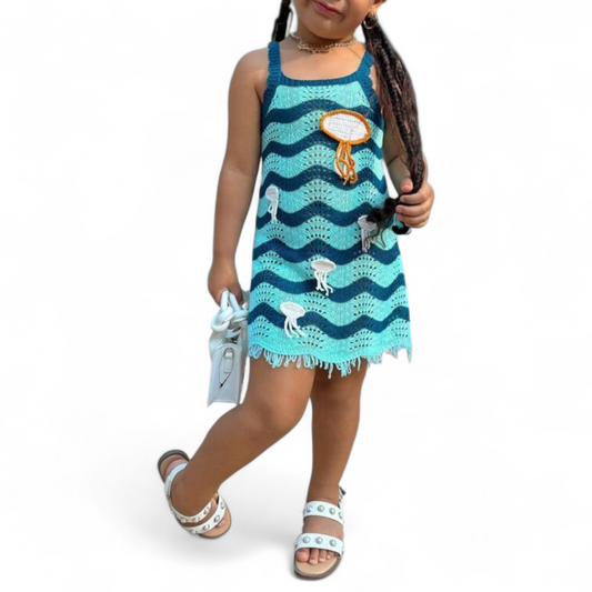 Blue jellyfish girls spring bracg dress