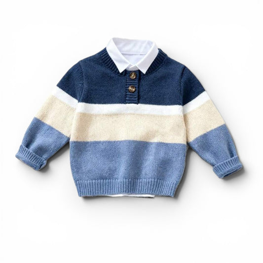 Baby blue stripe preppy sweater