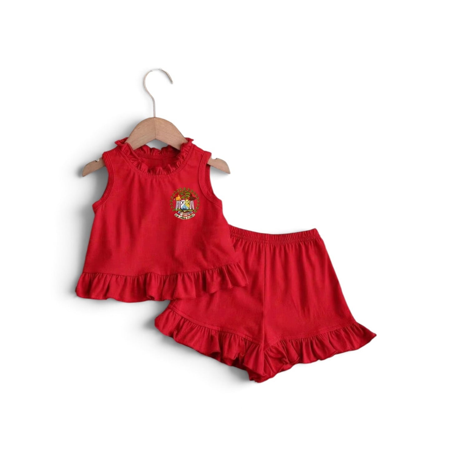 Belize red emblem 2pc baby cotton set