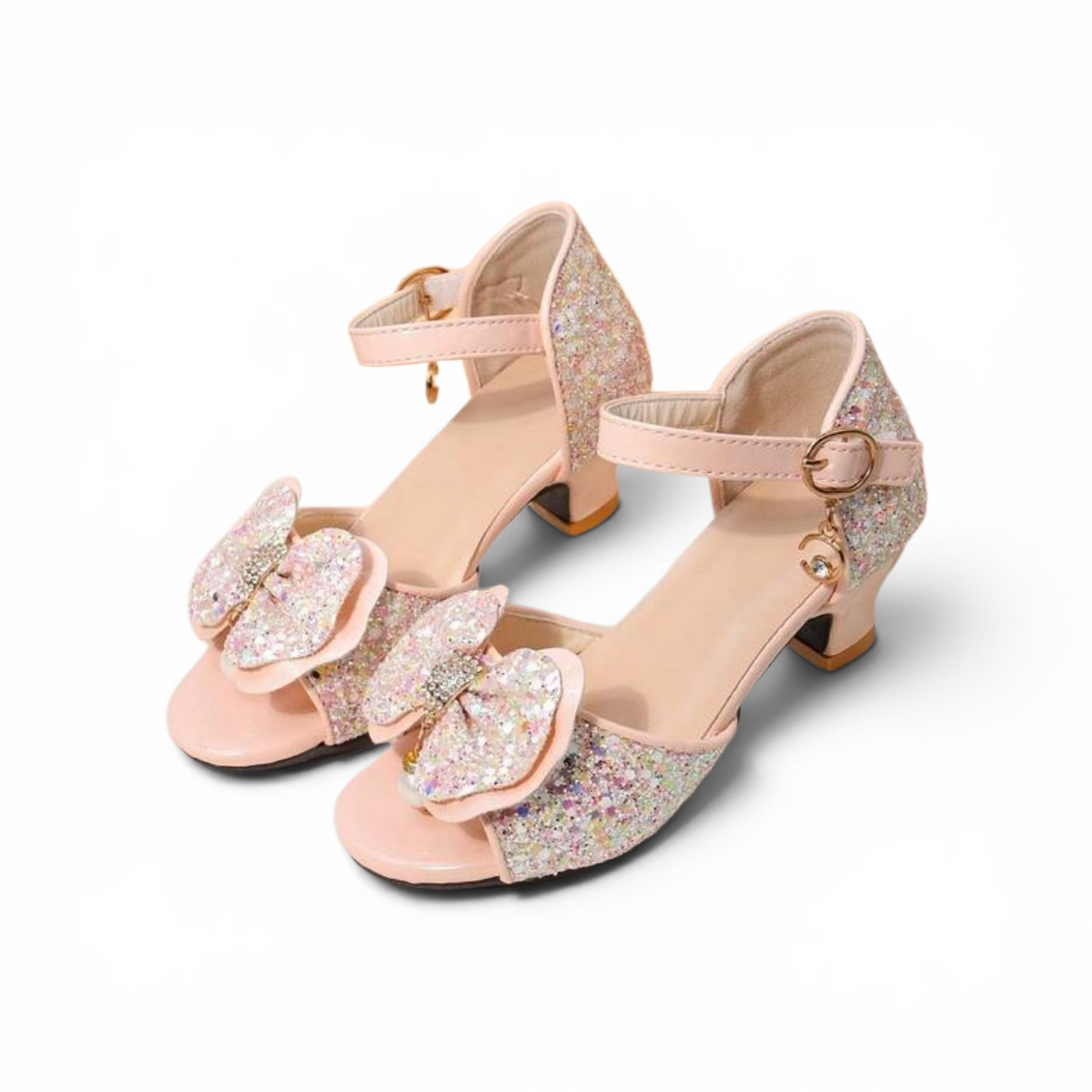 Peach pink sparkly girls formal shoes