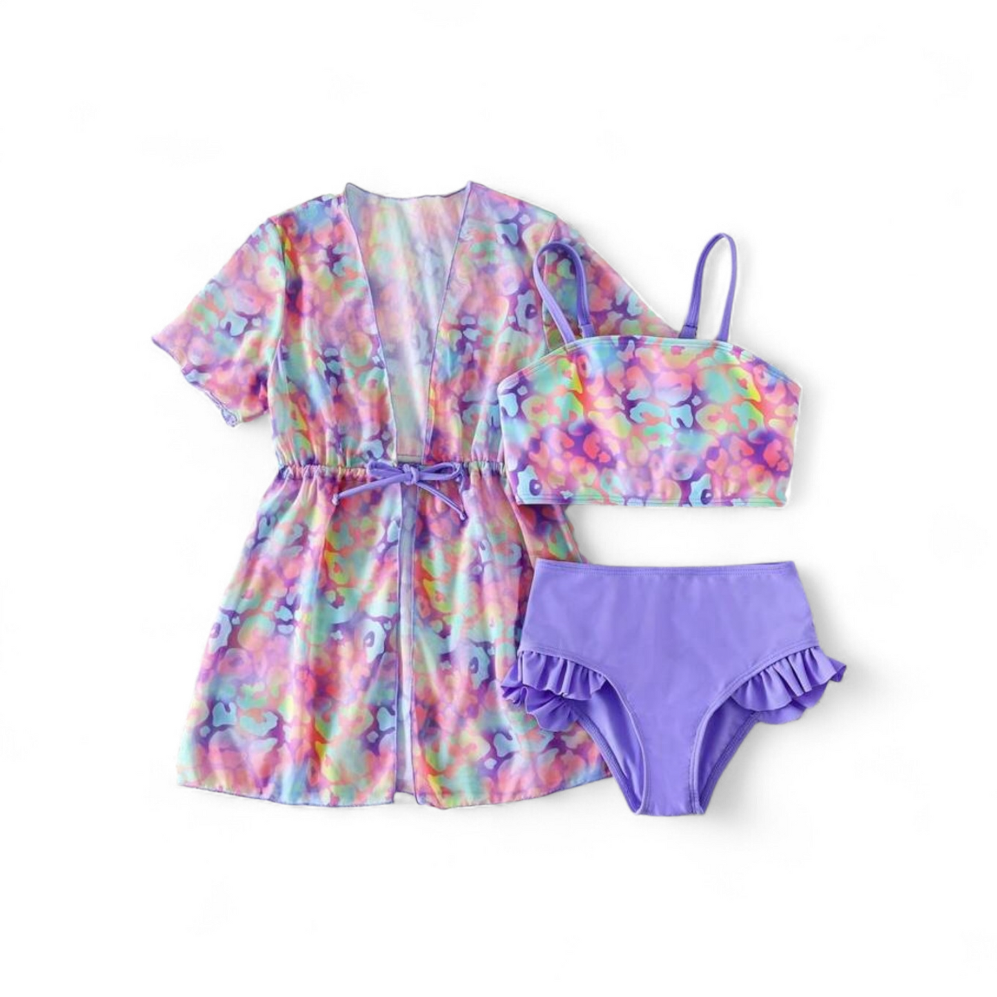 Purple multicolor girls swimsuit