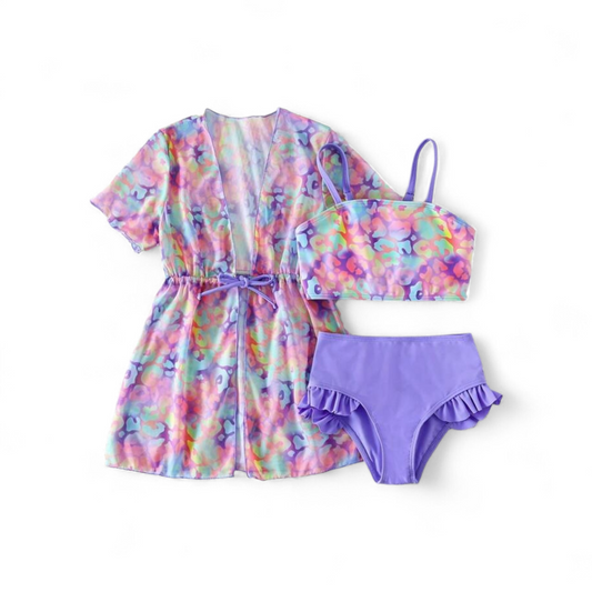 Purple multicolor girls swimsuit