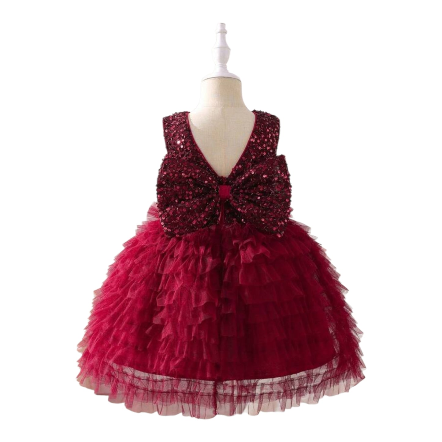 Burgundy seqin girls dress