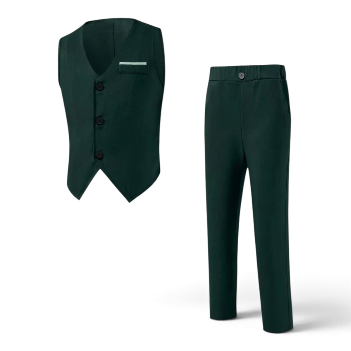 Green 2pc boys formal vest set