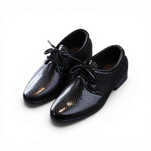 Boys formal black shiny shoes