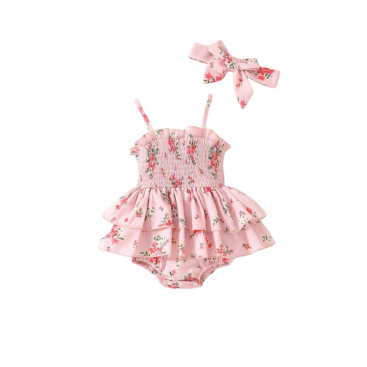 Baby Pink romper with headband