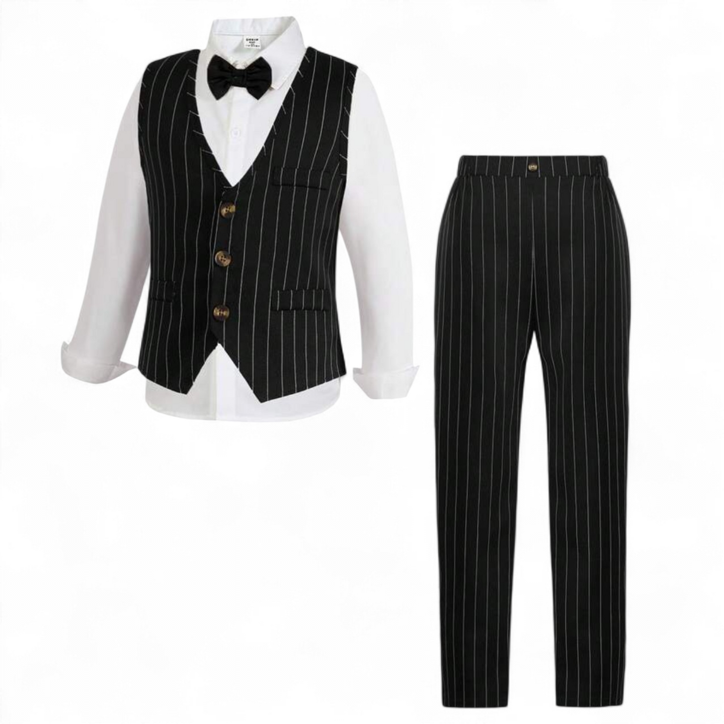 Black stripe 2pc vest set (shirt not included )