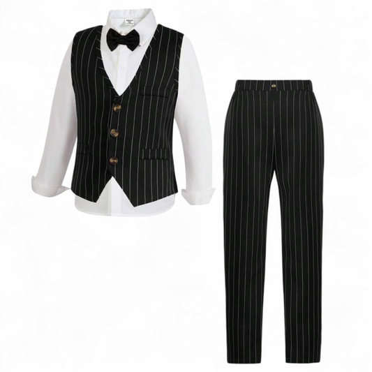 Black stripe 2pc vest set (shirt not included )