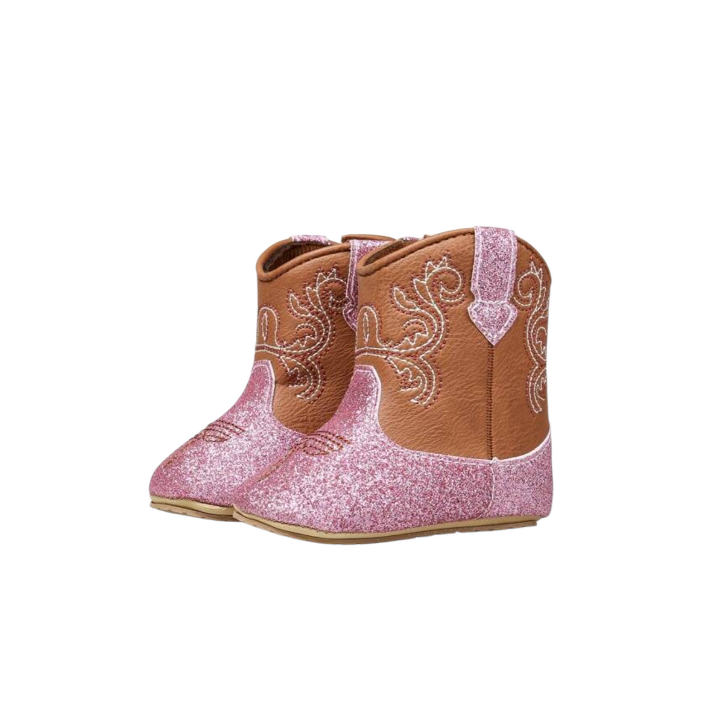 Brown & pink baby cowgirl boots
