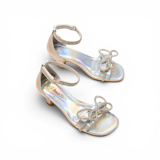 Silver paris bows girls formal shoes 2k6