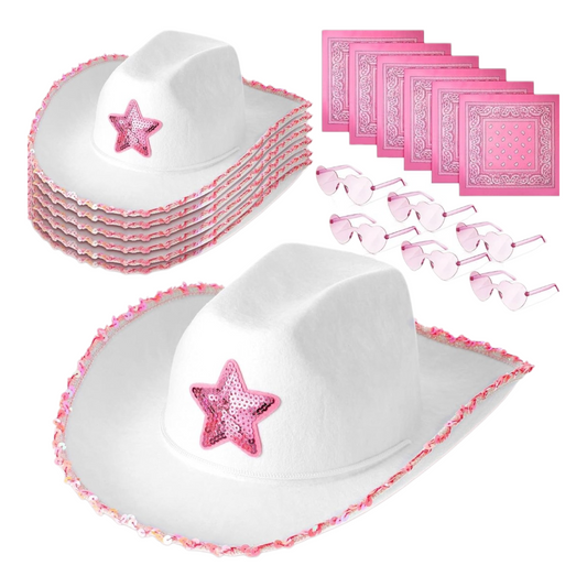 White with pink star cowgirl 3pc set