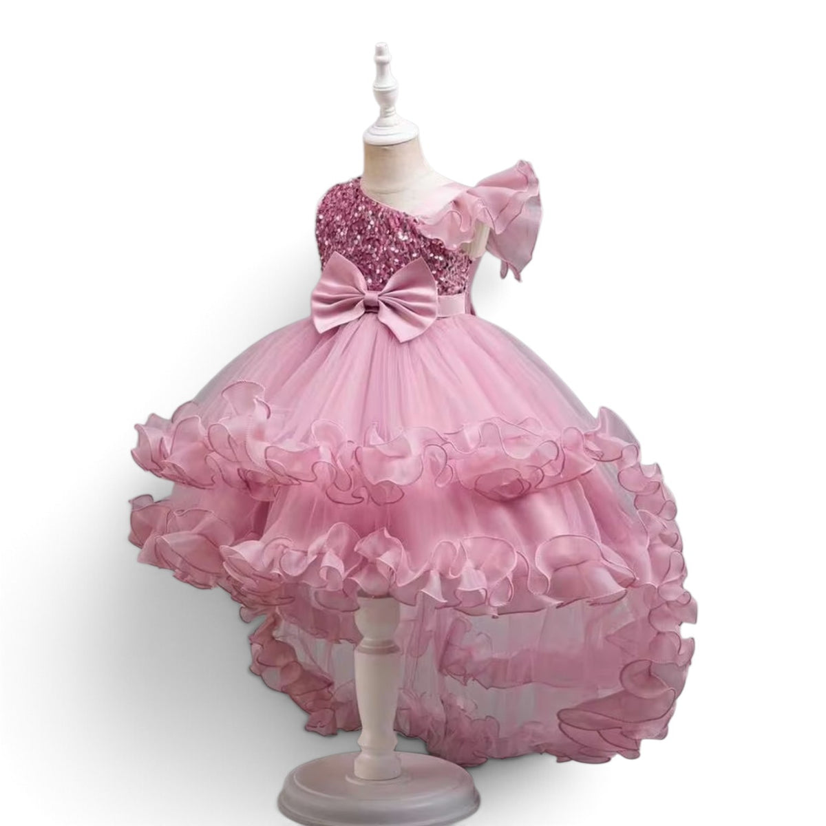 Dusty pink girls formal dress with long  train