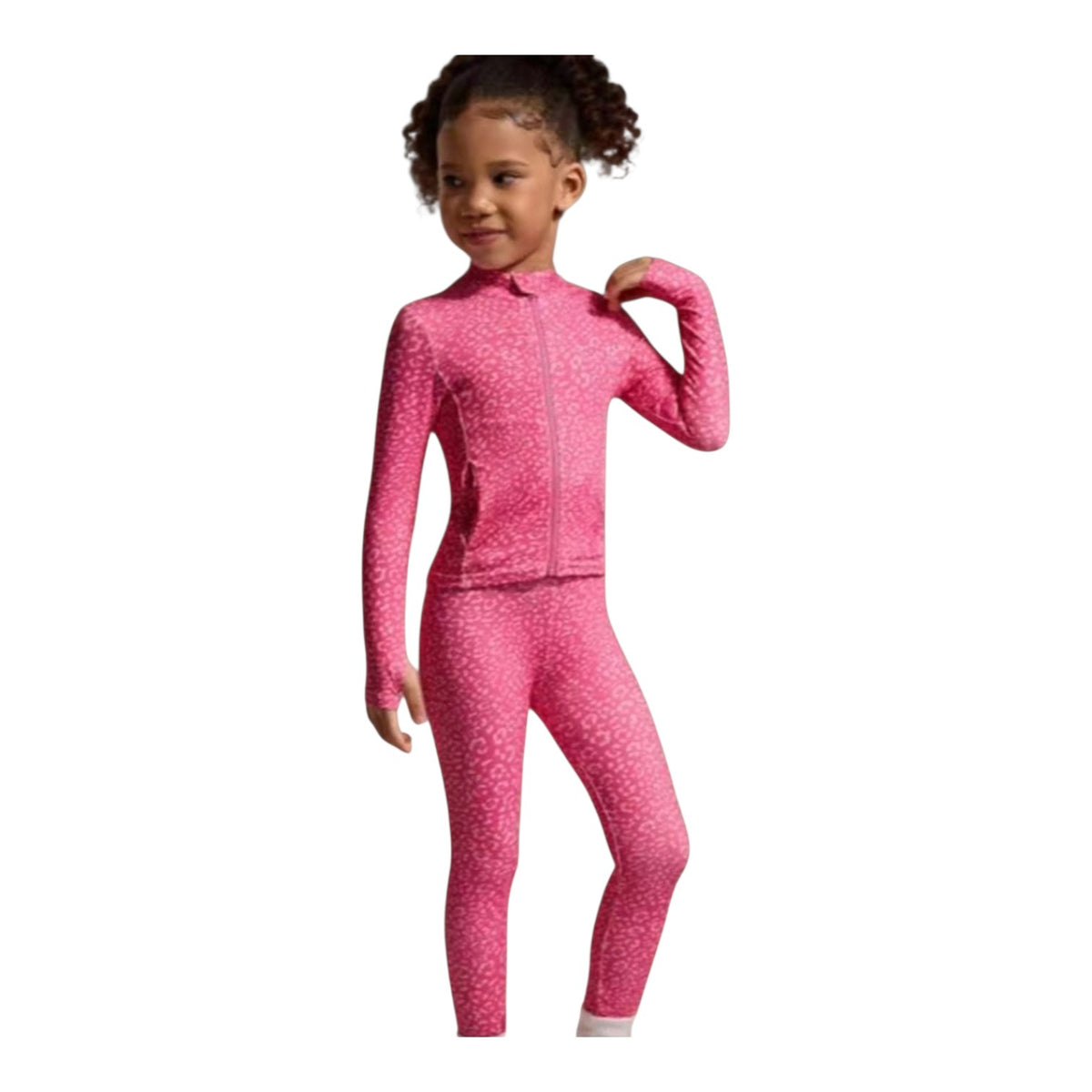 Girl pink 2pc yoga pants track set 2k6