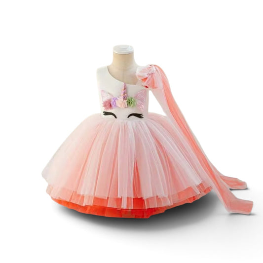 Unicorn peach girls tulle dress