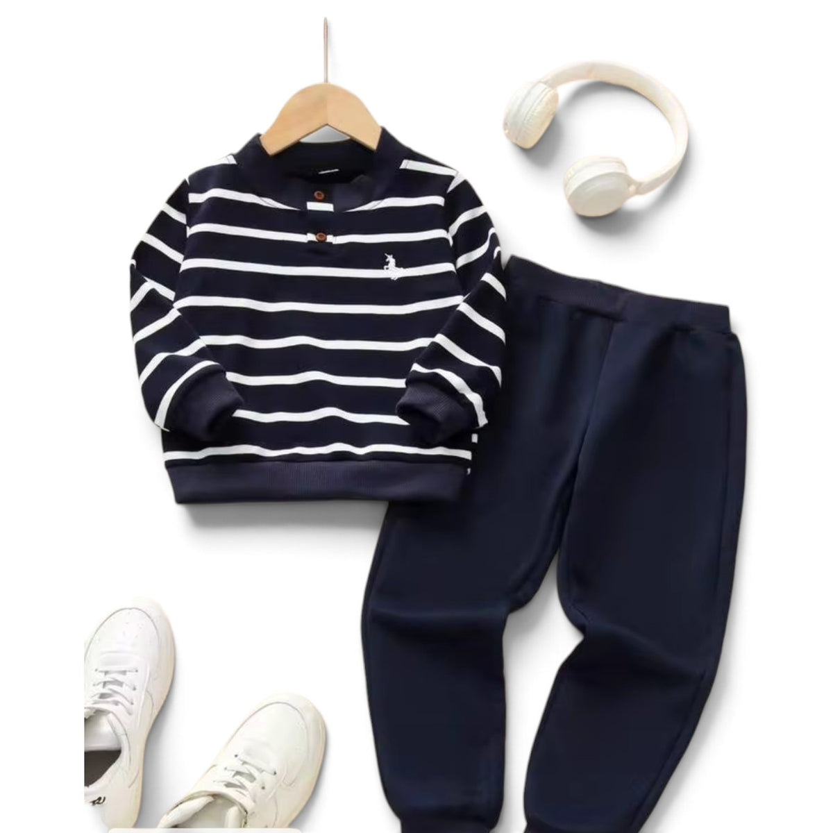 Boy  stripe blue sweater set 2k6