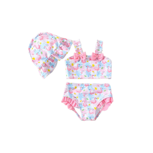 Baby flamingo 3pc swimsuit set