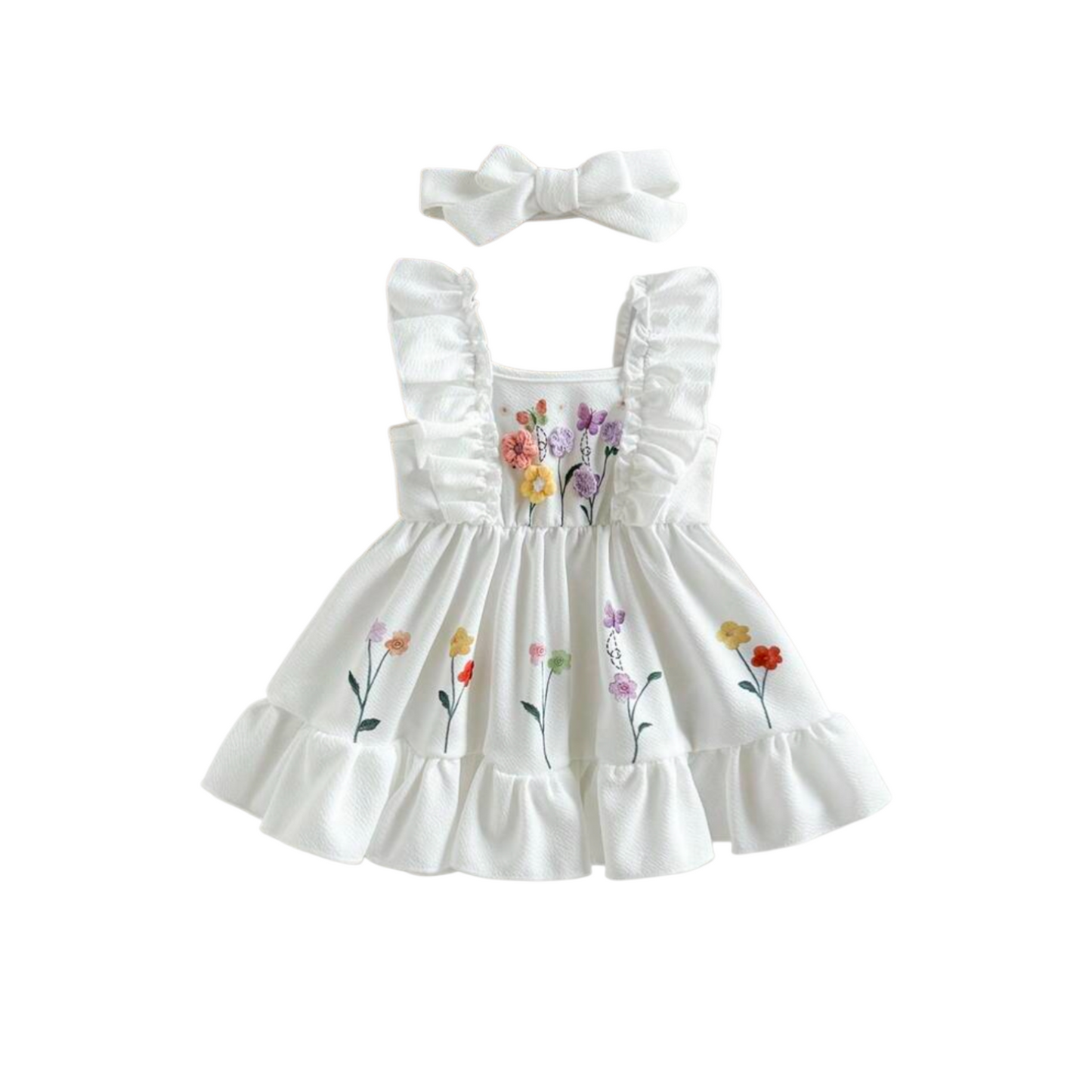 Baby white dress with flowers print