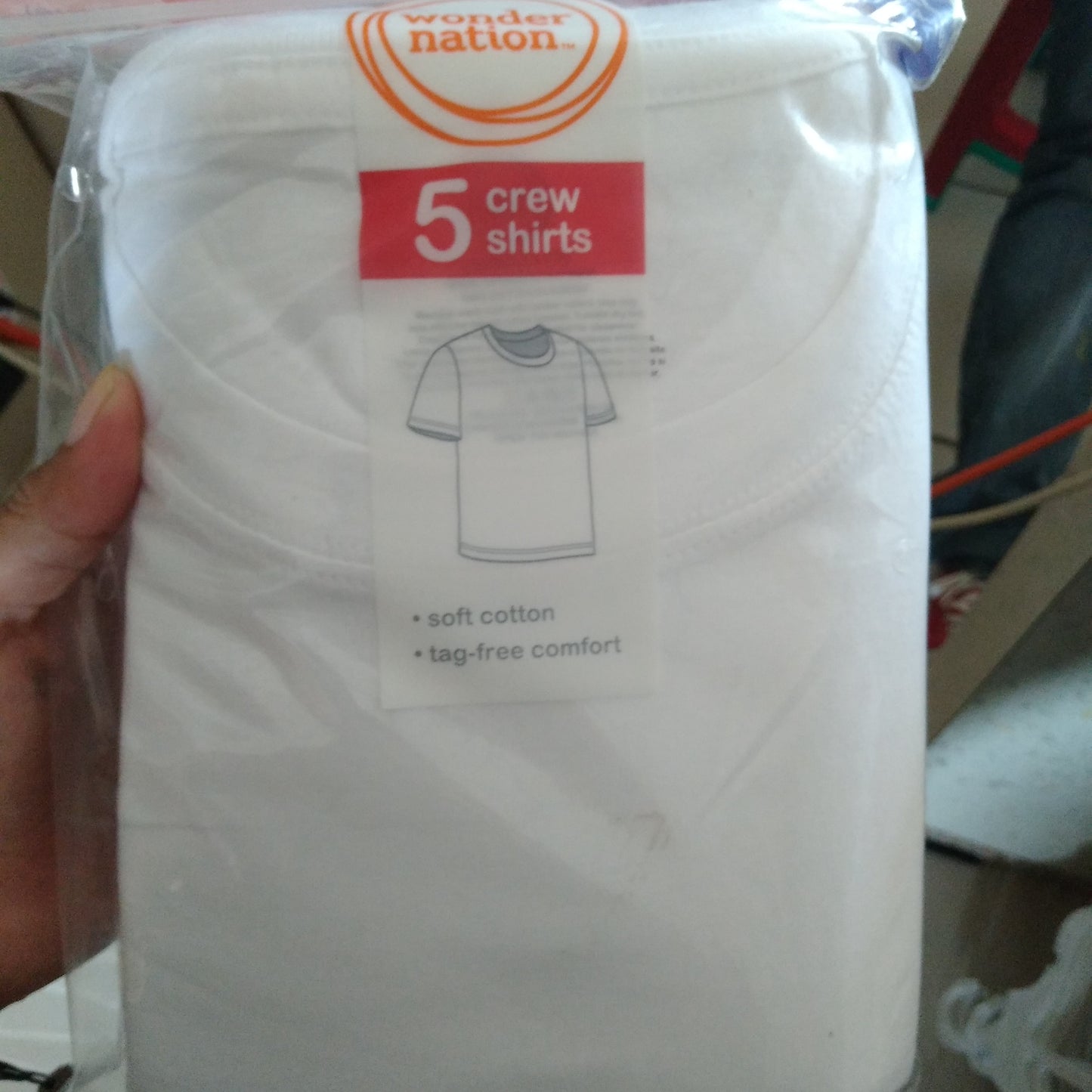 5 pk wonder nation crew neck shirts